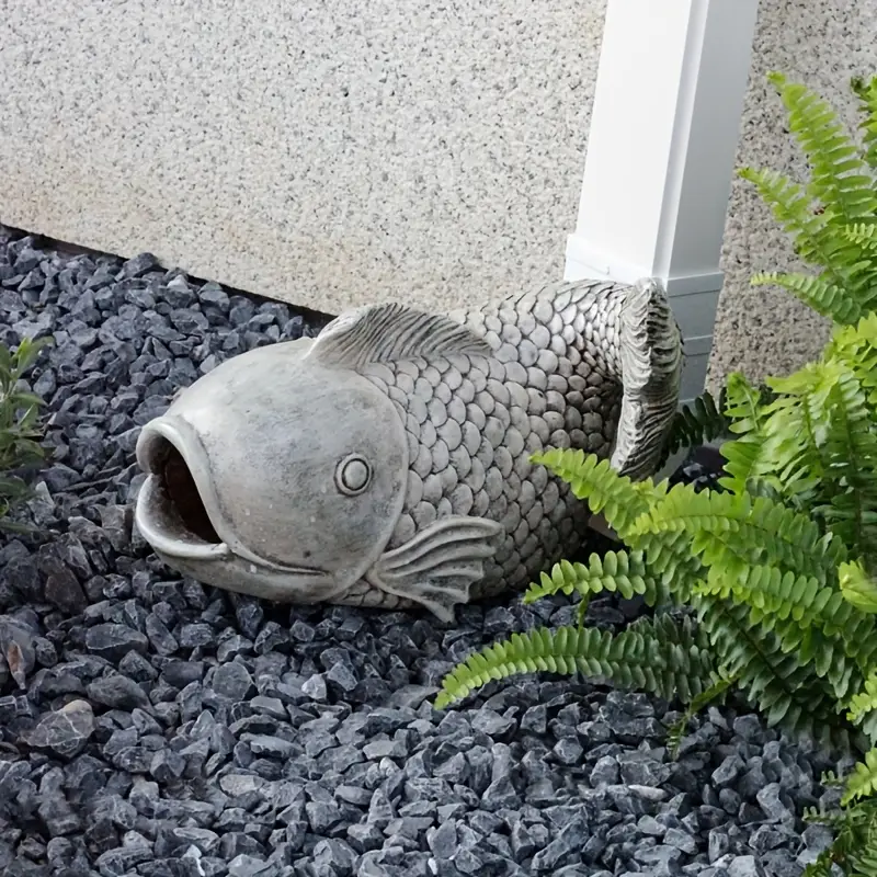 resin fish statue garden decor classic animal drainage gutter extender splash block 3 1x3 2 inch outdoor water flow divider for easter yard patio and garden decoration detailed scale texture
