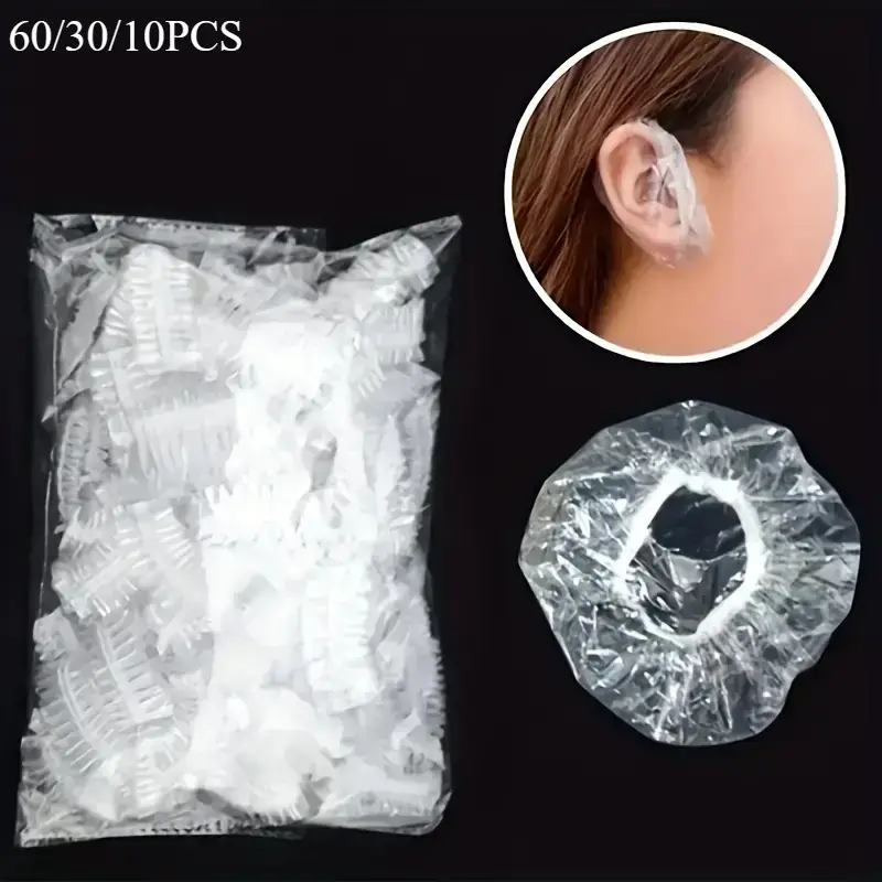 60 30 10pcs disposable retractable ear muffs simple design protect ears prevent water from entering ears shower ear muffs transparent ear muffs swimming hairdressing dyeing perming bathing washing hair ear protection