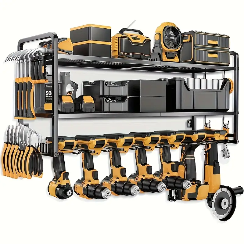 wall mounted power tool organizer garage tool storage rack screwdriver stand wrench stand and hammer stand for organizing heavy metal tools suitable for men mens gifts fathers gifts storage racks
