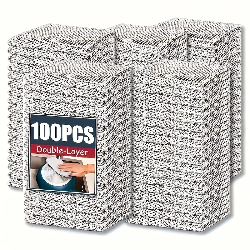 30 50 100 counts dishwashing rags multipurpose non scratch wire dishcloths for wet and dry use reusable wire cleaning cloths for kitchen sinks and pans silver removable washable more