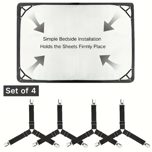 4pcs adjustable elastic bed sheet fixing strap anti slip fastening buckle for bed sheets suitable for wrinkled bed sheets practical household and daily necessities