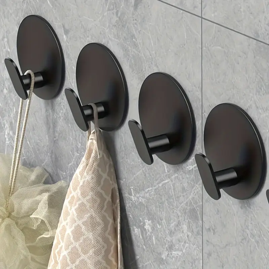 modern black wall hooks easy install adhesive towel hangers for bathroom kitchen durable robe clothes hat key holders bath bath accessories