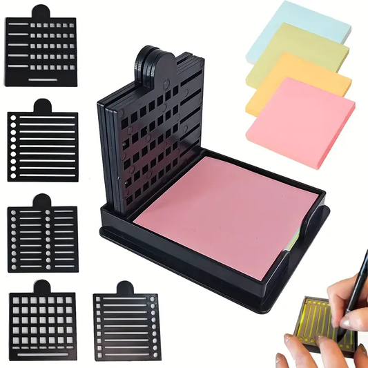 upgraded sticky note stencil organizer with 5 templates lines checkboxes circles durable abs plastic holder for 3x3 inch notes reusable dispenser for office home school perfect gift for productivity organization to do list tool