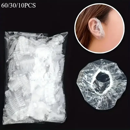 60 30 10pcs disposable retractable ear muffs simple design protect ears prevent water from entering ears shower ear muffs transparent ear muffs swimming hairdressing dyeing perming bathing washing hair ear protection