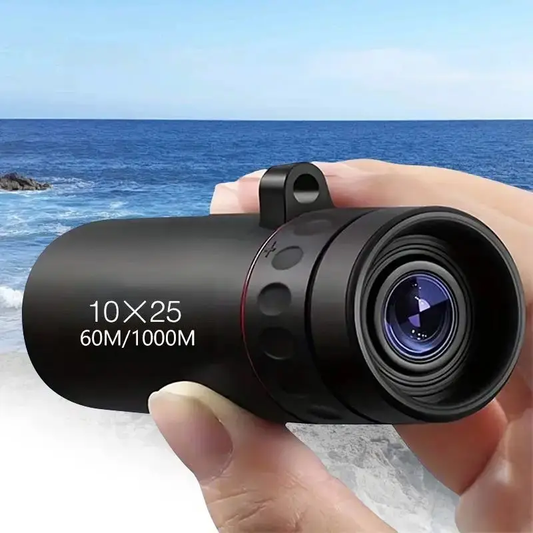 10x25 high magnification monocular telescope for adults durable rubber compact lightweight design fixed focus ergonomic grip ideal for hiking camping birdwatching hunting fishing black camping essentials birdwatching accessory