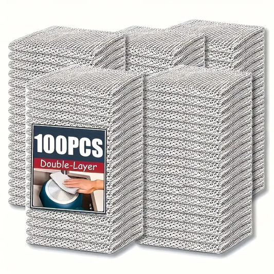 30 50 100 counts dishwashing rags multipurpose non scratch wire dishcloths for wet and dry use reusable wire cleaning cloths for kitchen sinks and pans silver removable washable more