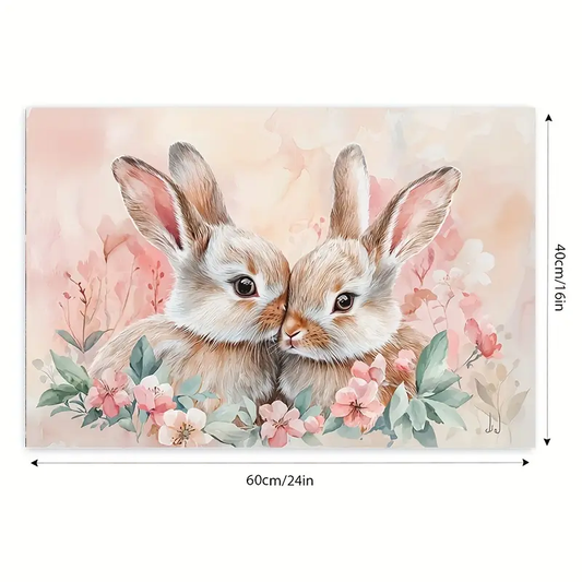 2d flat 1pc easter decorations rabbit wooden framed canvas painting wall art prints for home decoration living room bedroom office festival party decor gifts ready to hang