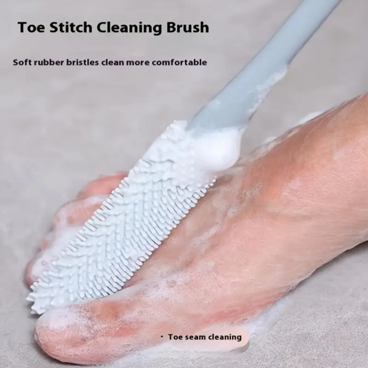 1pc ergonomic long handle foot scrub brush with soft silicone bristles exfoliating toe back scrubber for removal manual bathroom tool alcohol free foot spa shower accessories