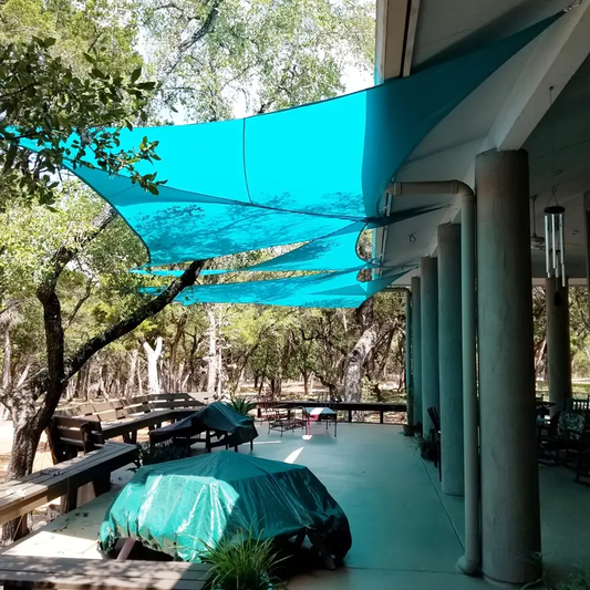 1pc blue triangle sun shade sail 81 uv protection durable polyester fabric adjustable reusable outdoor canopy for pool garden patio deck sun protection comfort on deck patio cover sturdy support
