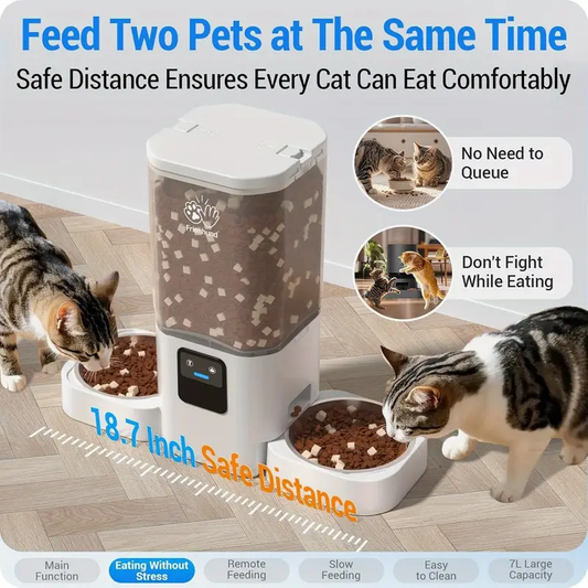 automatic cat feeder with slow feed for 2 cats 5g wifi automatic dog feeder with 1 85gal large pet food storage container cat food dispenser with alexa for multiple pets detachable for easy clean 29 cup