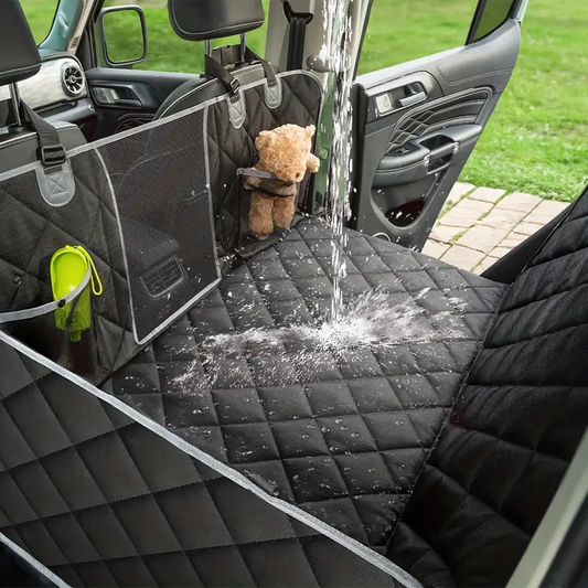 waterproof dog car seat cover for back seat trunk liner durable polyester pet cargo liner with removable foldable design black white piping fit for suvs cars vehicles vehicle interior protection easyclean